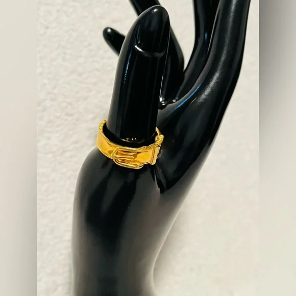 HERMES Gold Plated Belt Buckle Scarf Ring - Vintage - Picture 4 of 14